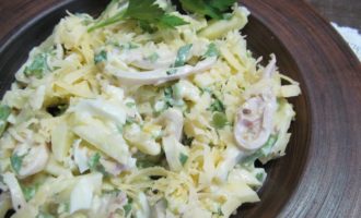салат с кальмаром и сыром