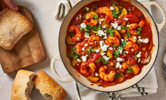 готовые креветки саганаки